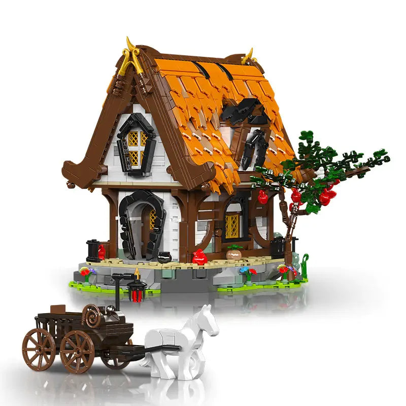 Building Blocks Creator Ideas MOC Medieval City Log Cabin Bricks Toy Construction Set Toys - 1