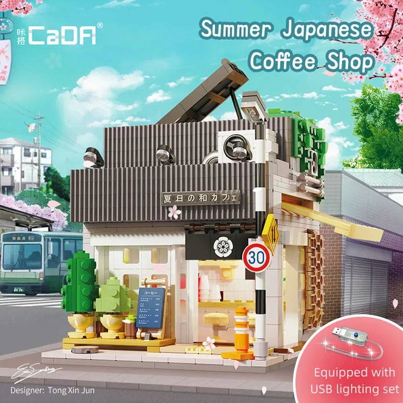 Building Blocks City Street Creator Japanese Summer Coffee Shop Bricks Toy - 4