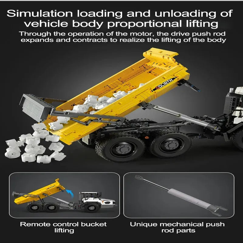 Building Blocks Tech RC MOC Large City Heavy Dump Truck Bricks Toy - 9
