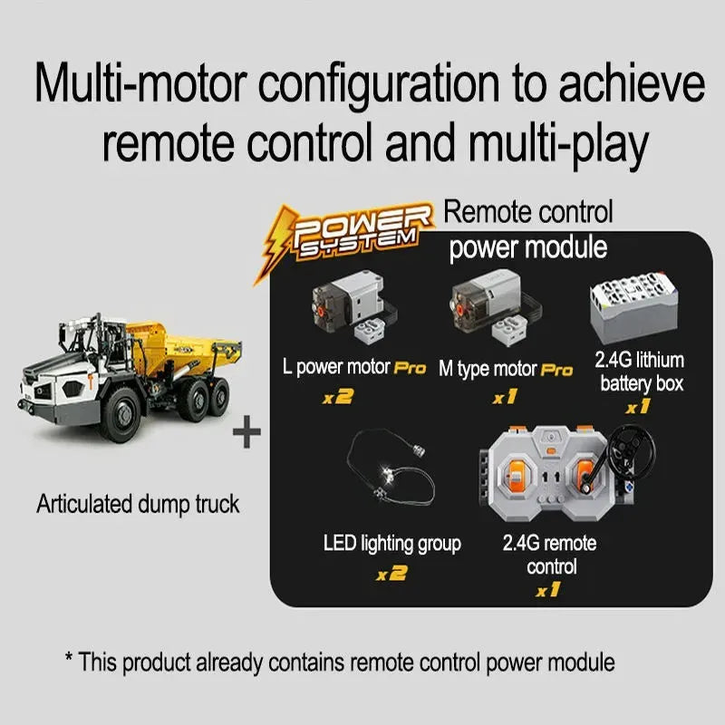Building Blocks MOC RC Motorized Large Dump Truck Car Bricks Toy EU Construction Set Toys - 8