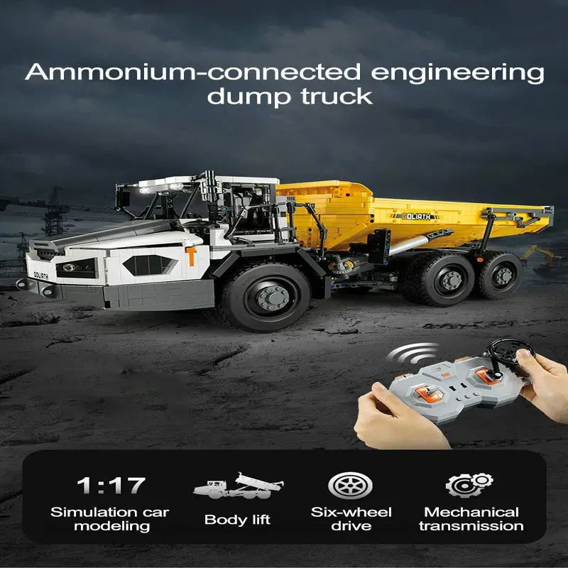 Building Blocks Tech RC MOC Large City Heavy Dump Truck Bricks Toy - 7
