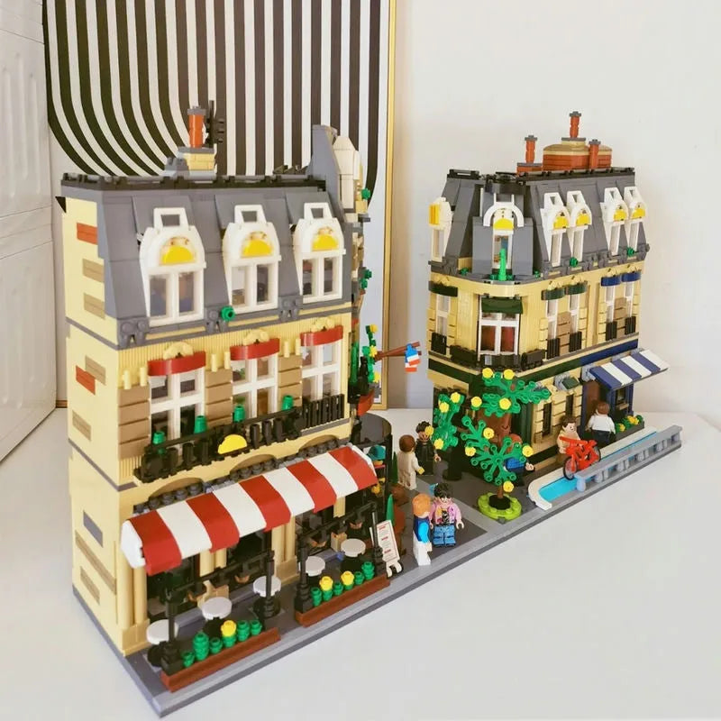 Building Blocks City Street Creator Expert MOC Paris Restaurant Bricks Toy - 1