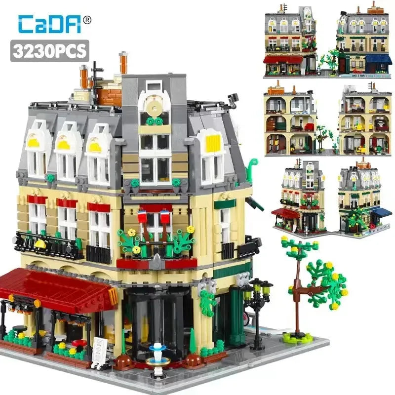 Building Blocks City Street Creator Expert MOC Paris Restaurant Bricks Toy - 2