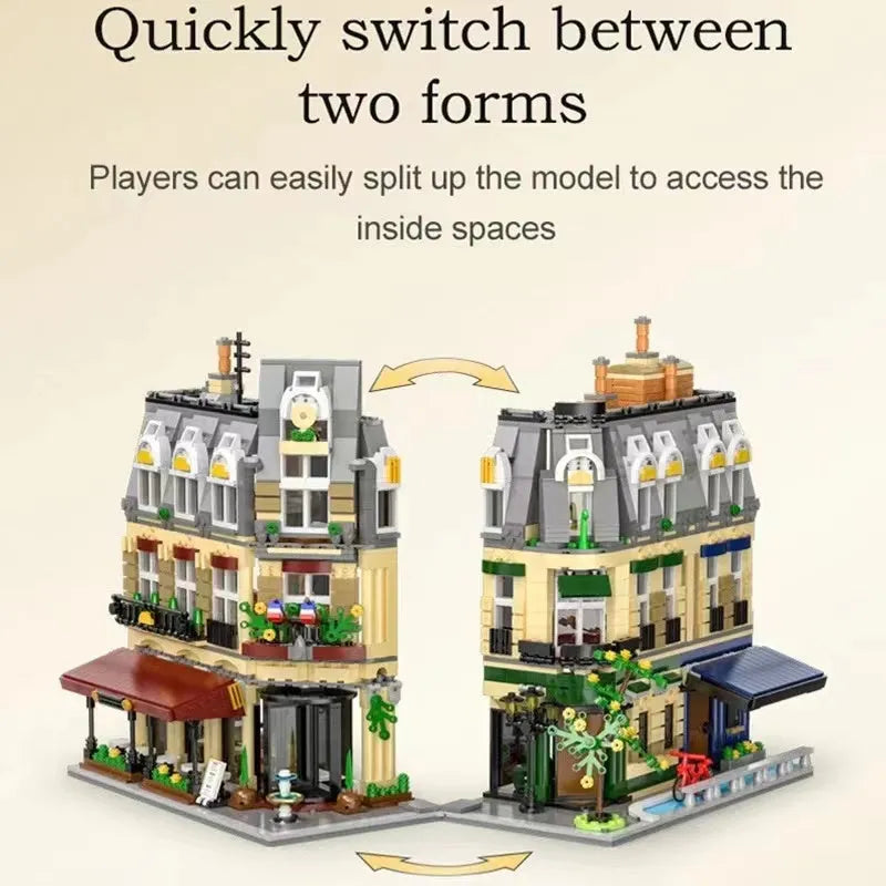Building Blocks City Street Creator Expert MOC Paris Restaurant Bricks Toy Construction Set Toys - 7