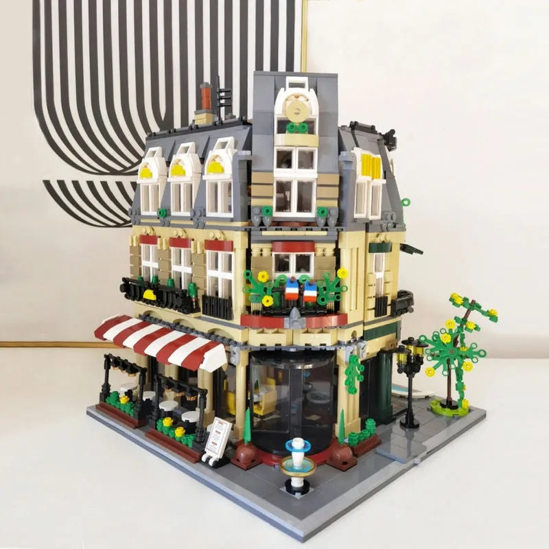 Building Blocks City Street Creator Expert MOC Paris Restaurant Bricks Toy - 8