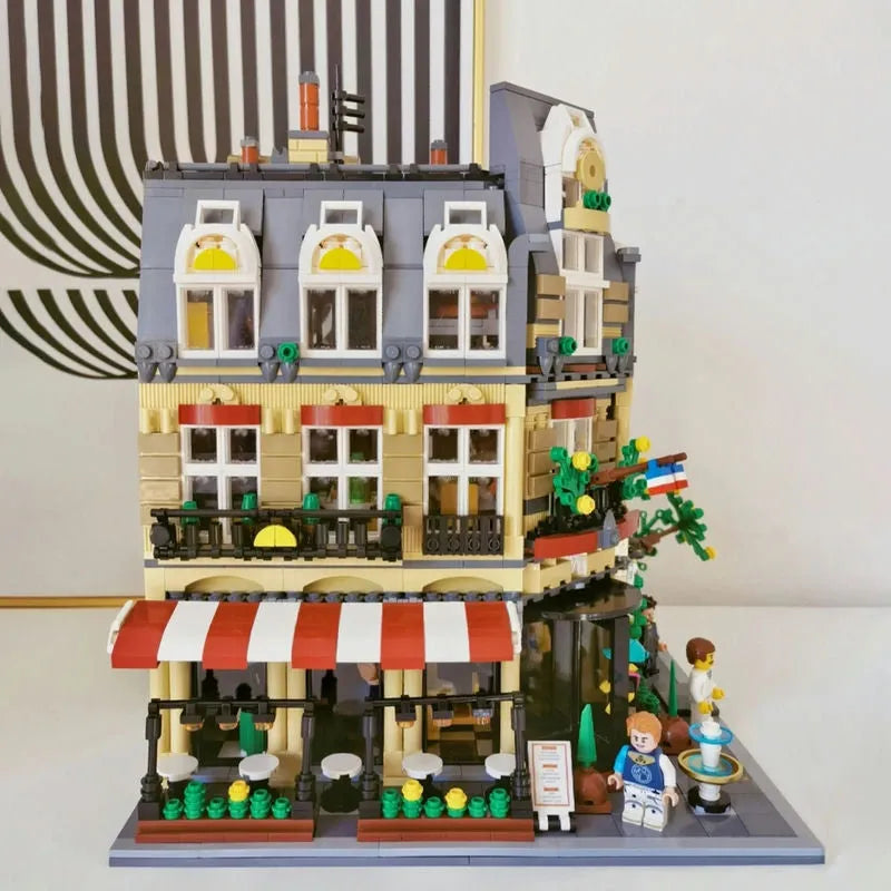 Building Blocks City Street Creator Expert MOC Paris Restaurant Bricks Toy - 11