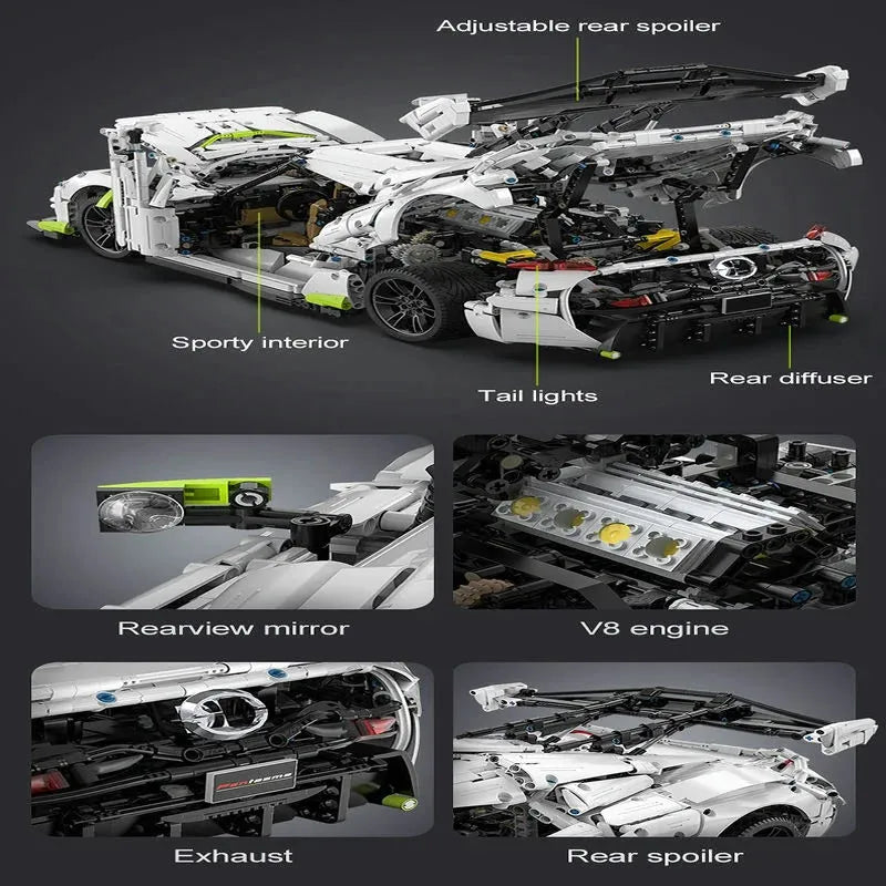 Building Blocks Tech MOC Fantasma Supercar Racing Sports Car Bricks Toy - 19