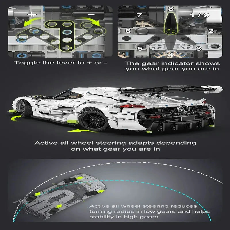 Building Blocks Tech MOC Fantasma Supercar Racing Sports Car Bricks Toy - 10