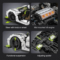 Thumbnail for Building Blocks Tech MOC Fantasma Supercar Racing Sports Car Bricks Toy - 27