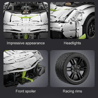 Thumbnail for Building Blocks Tech MOC Fantasma Supercar Racing Sports Car Bricks Toy - 7