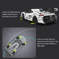 Thumbnail for Building Blocks Tech MOC Fantasma Supercar Racing Sports Car Bricks Toy - 25