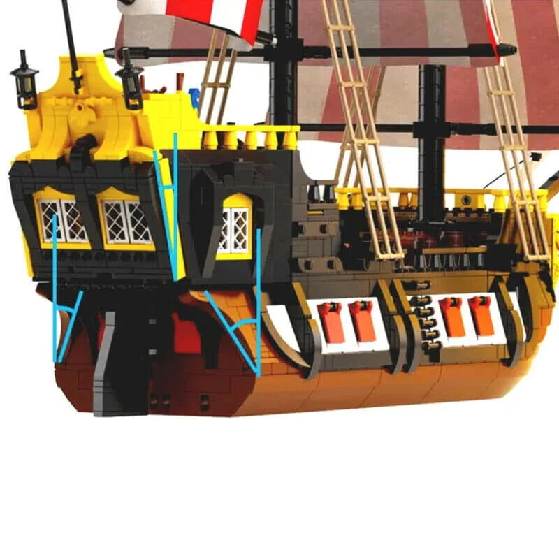 Building Blocks MOC Ideas Pirates Barracuda Bay Ship Bricks Toys - 4