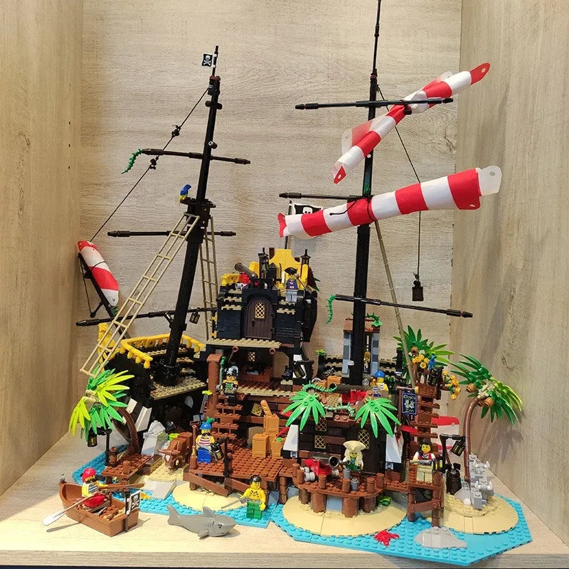 Building Blocks MOC Ideas Pirates Barracuda Bay Ship Bricks Toys - 13