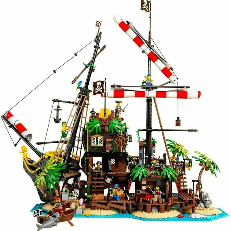 Building Blocks MOC Ideas Pirates Barracuda Bay Ship Bricks Toys - 2