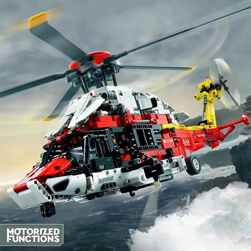 Building Blocks Motorized Airbus H175 Rescue Helicopter Bricks MOC Toy Construction Set Toys - 3