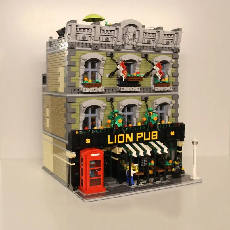 Building Blocks Expert MOC 89107 Lion Pub Club Bricks House Kids Toys Construction Set Toys - 17