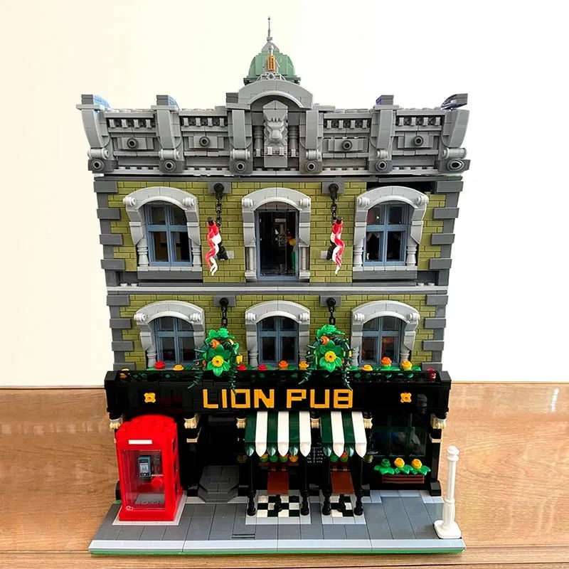 Building Blocks Expert MOC 89107 Lion Pub Club Bricks House Kids Toys Construction Set Toys - 18