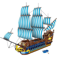 Thumbnail for Building Blocks MOC Pirate Historical Blue Sail Ship Bricks Toy - 1