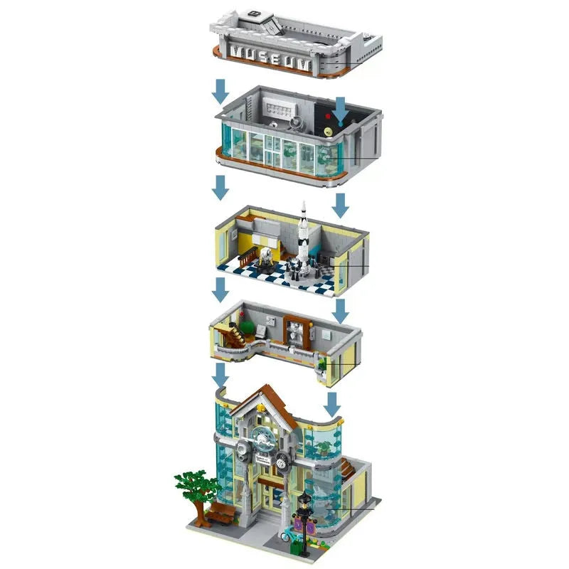 Building Blocks City Street Experts MOC Science Museum Bricks Toys - 10