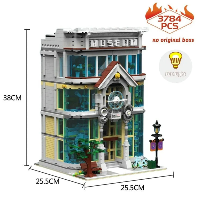 Building Blocks Street Experts MOC City Science Museum Bricks Toy - 11