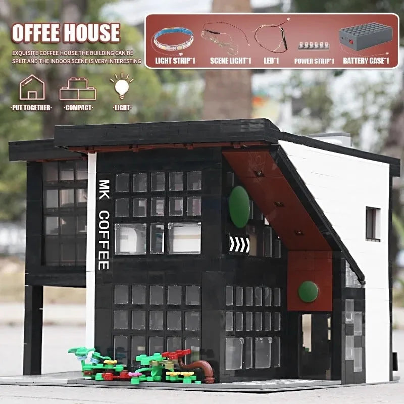 Building Blocks Creator Experts MOC City Modern Coffee House Bricks Toy - 7