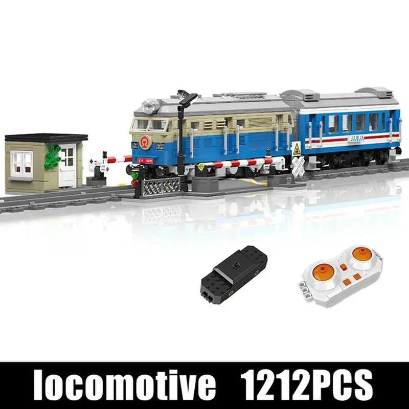 Building Blocks Tech Railway RC DF4B Diesel Train Locomotive Bricks Toy Construction Set Toys - 1