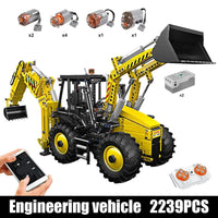 Thumbnail for Building Blocks Technical Motorized MOC Excavator loader RC Bulldozer Truck Bricks Toy Construction Set Toys - 2