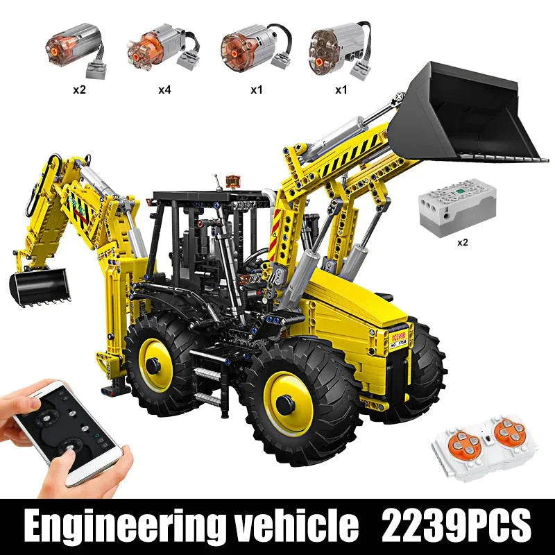 Building Blocks Tech Motorized MOC RC Excavator loader Bulldozer Truck Bricks Toy - 1