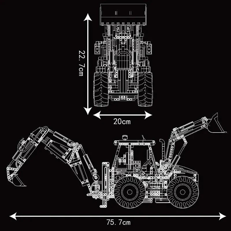 Building Blocks Tech Motorized MOC RC Excavator loader Bulldozer Truck Bricks Toy - 11