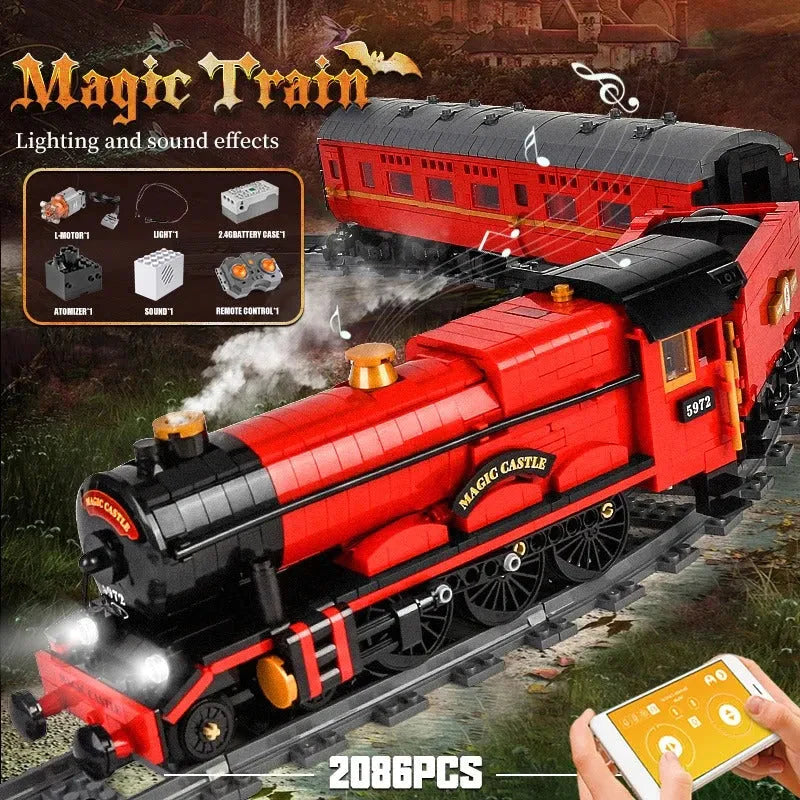 Building Blocks Creator Experts RC Magic Castle Harry Potter Train Bricks Toy - 2