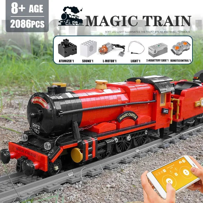 Building Blocks Creator Experts RC Magic Castle Harry Potter Train Bricks Toy - 3