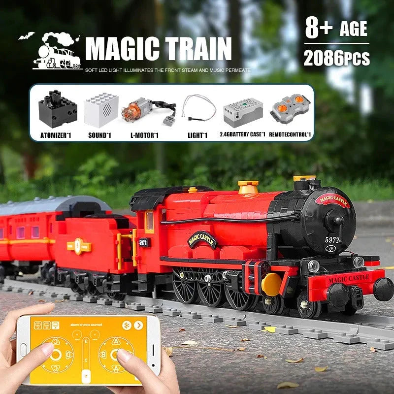 Building Blocks Creator Experts RC Magic Castle Harry Potter Train Bricks Toy - 4
