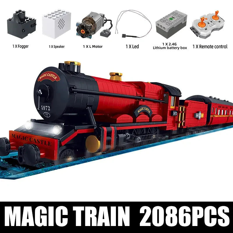 Building Blocks Creator Experts RC Magic Castle Harry Potter Train Bricks Toy - 1