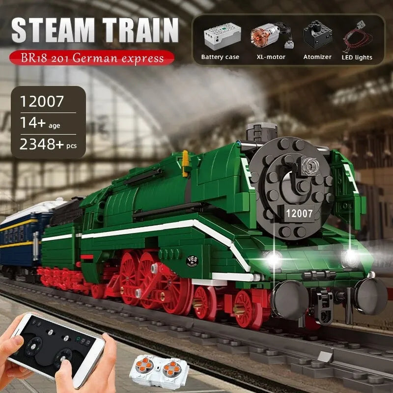 Building Blocks Motorized RC German City Express BR18 201 Train Bricks Toys Construction Set Toys - 7
