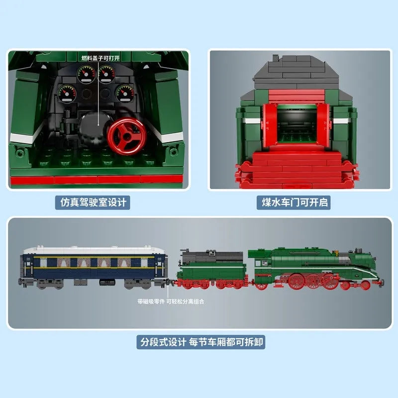 Building Blocks Motorized RC German City Express BR18 201 Train Bricks Toys Construction Set Toys - 5