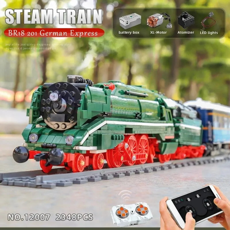 Building Blocks Motorized RC German City Express BR18 201 Train Bricks Toys - 2