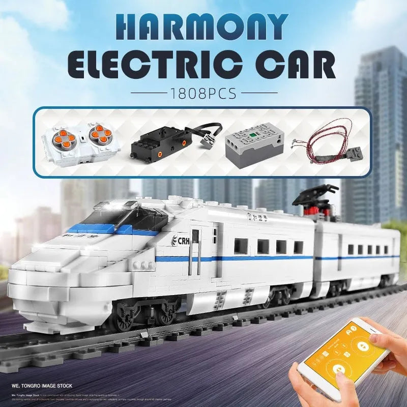 Building Blocks Tech Motorized Railway RC High-Speed CRH2 Train Bricks Toy Construction Set Toys - 3