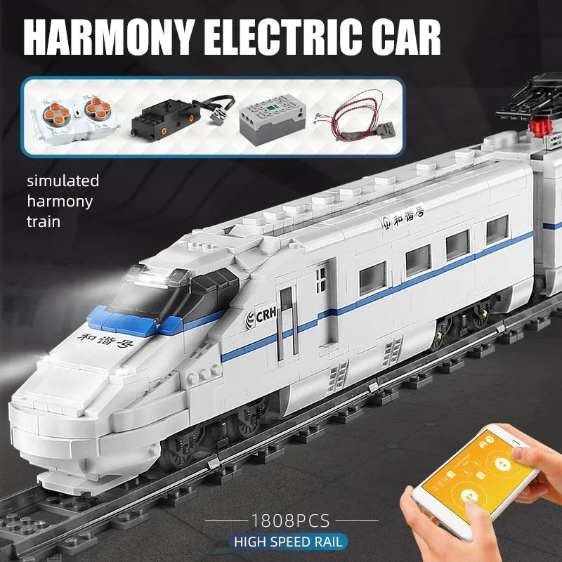 Building Blocks Tech Motorized Railway RC High-Speed CRH2 Train Bricks Toy Construction Set Toys - 1