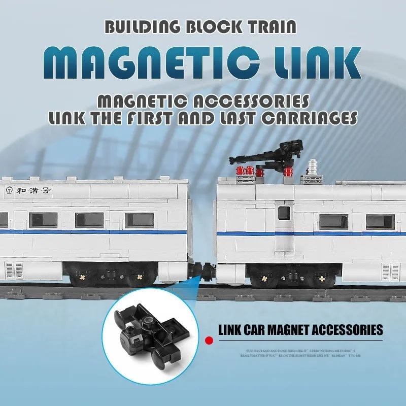 Building Blocks Tech Motorized Railway RC High - Speed CRH2 Train Bricks Toy - 4