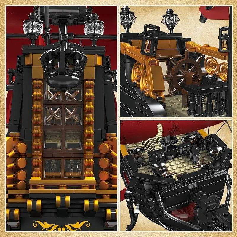 Building Blocks Pirates Of Caribbean MOC Red Pirate Ship Bricks Toy - 7