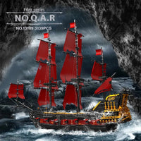 Thumbnail for Building Blocks Pirates Of Caribbean MOC Red Pirate Ship Bricks Toy Construction Set Toys - 6