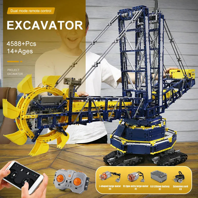 Building Blocks Motorized RC Bucket Wheel Excavator Bricks Toy 17006 EU - 10