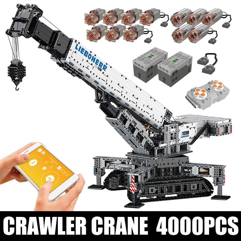 Building Blocks Tech MOC Liebherr RC APP Crawler Crane Bricks Toys - 2