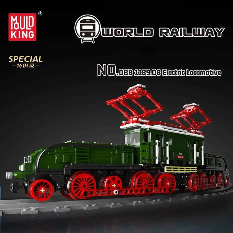 Building Blocks Tech RC Crocodile Railway Electric Locomotive Train Bricks Toy - 3