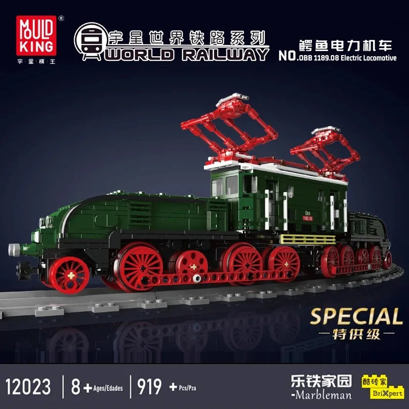 Building Blocks Tech RC Crocodile Railway Electric Locomotive Train Bricks Toy - 8