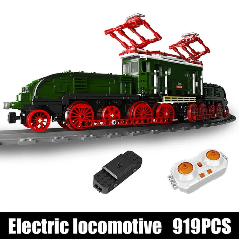 Building Blocks Tech RC Crocodile Railway Electric Locomotive Train Bricks Toy Construction Set Toys - 1