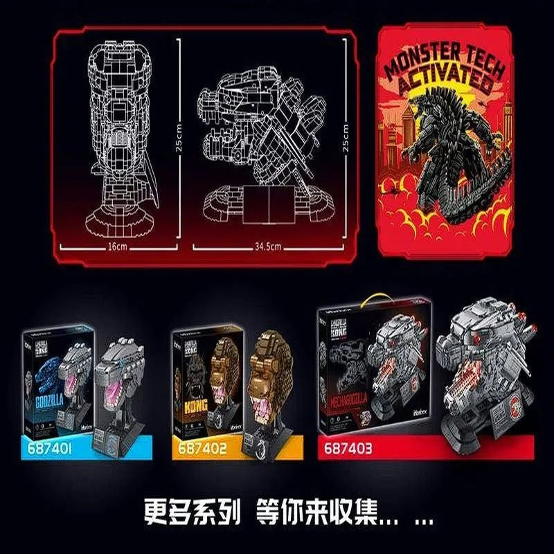 Building Blocks MOC Ideas Experts King Kong Head Mecha Bricks Toy - 4