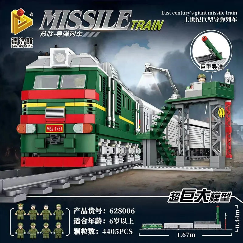 Building Blocks Military WW2 Missile Train SS-24 Heavy Railway Bricks Toy Construction Set Toys - 3