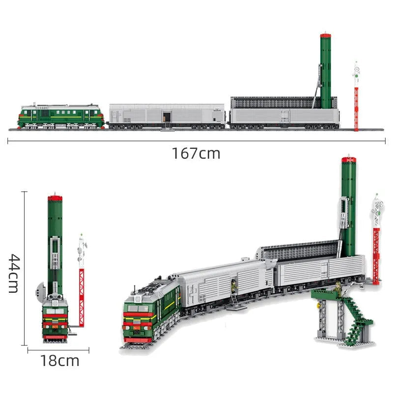 Building Blocks Military WW2 Missile Train SS-24 Heavy Railway Bricks Toy Construction Set Toys - 8