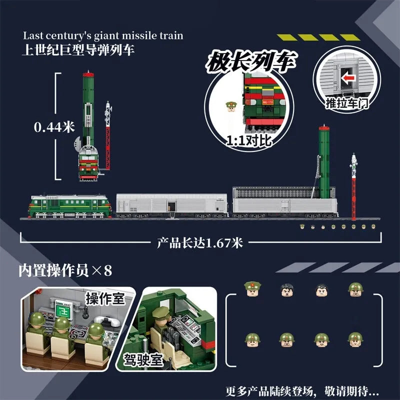Building Blocks Military WW2 Missile Train SS-24 Heavy Railway Bricks Toy Construction Set Toys - 12